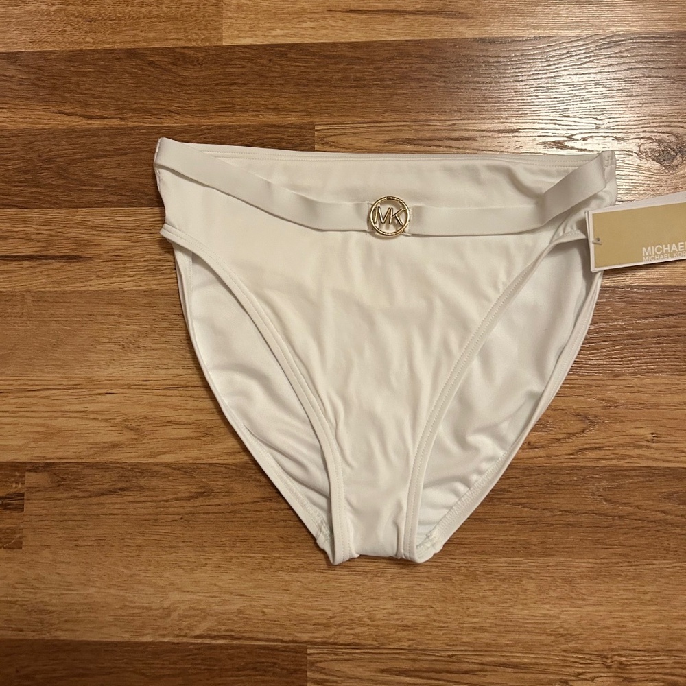 NWT MICHAEL MICHAEL KORS Nylon High-Waist Belted Bikini Bottom